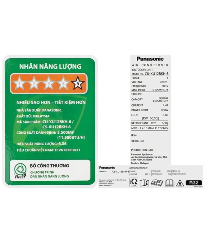 Máy Lạnh Panasonic 1.5 HP CU/CS-XU12BKH-8  - Inverter Premium