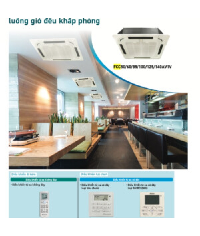 Máy lạnh âm trần Daikin FCC100AV1V/RC100AGY1V+BC50FV (4.0 HP, Không dây)