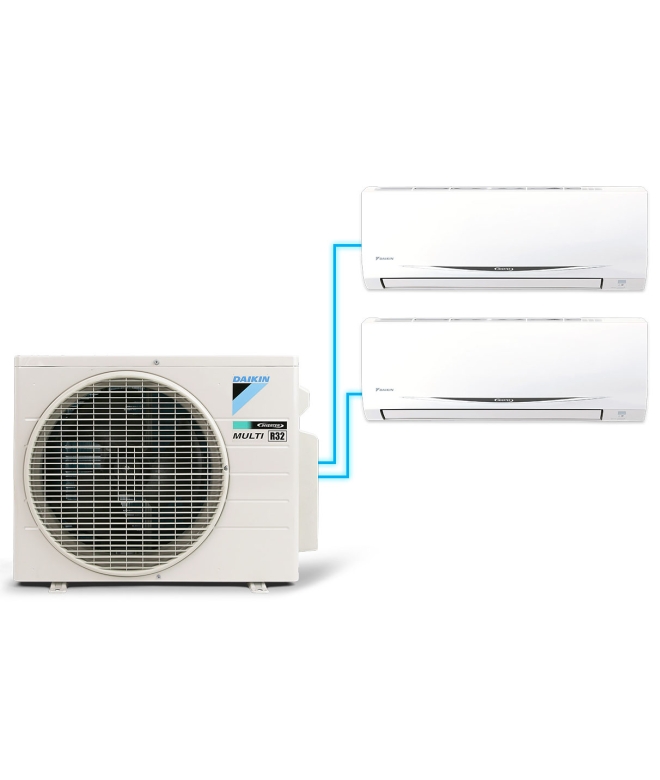 Hệ thống máy lạnh Daikin multi s Inverter 2.0 HP (2HP Ngựa) - 1 dàn nóng 2 dàn lạnh (1.0 + 1.5 HP (1.5 Ngựa) MKC50RVMV/CTKC25RVMV+CTKC35RVMV